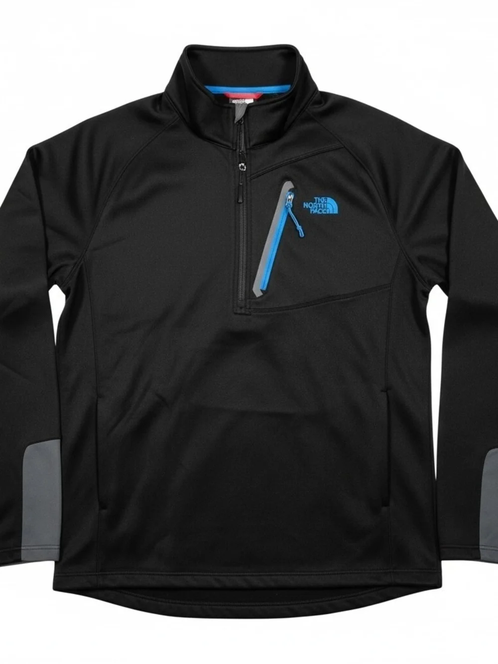 The North Face Men's Black Quarter-zip Pullover Jacket with Blue Accents